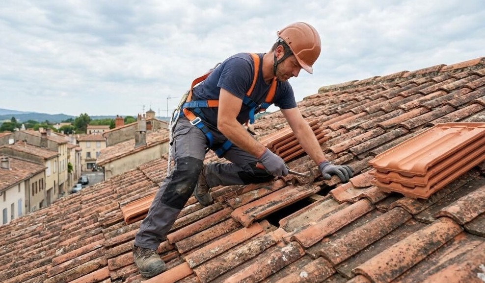 remplacement de tuiles cassées par couvreur pro à Marthod 73 